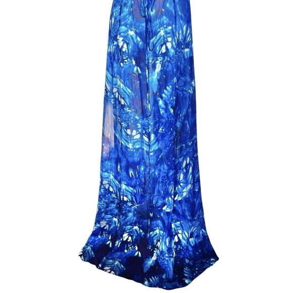 LoveShackFancy Maxi Fairy Slip Dress O/S Blue Backless Tie Dye Sheer Ethereal - Picture 9 of 16